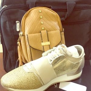 Back pack and dress sneakers